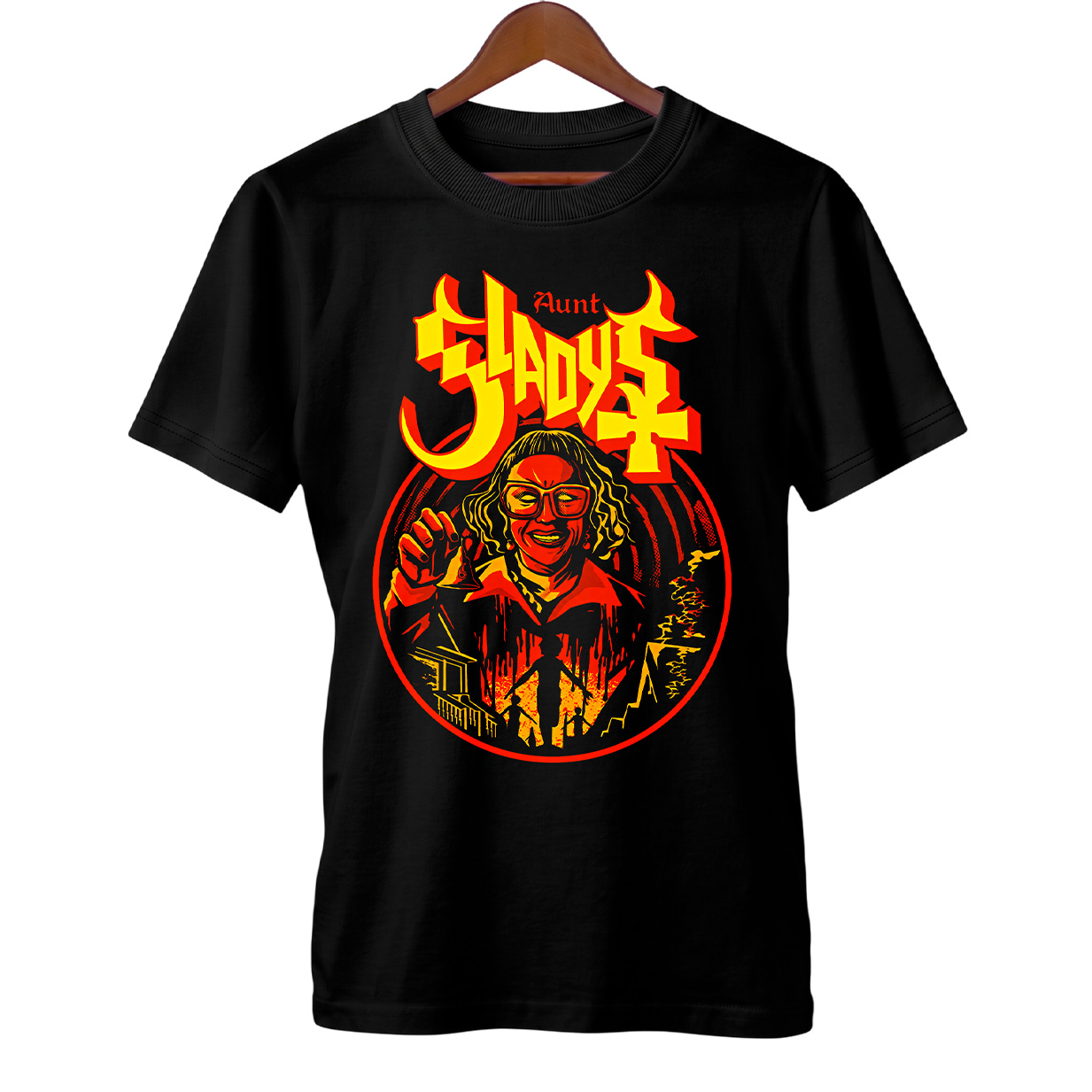 Camiseta Tia Gladys 'A Hora do Mal' + Banda Ghost | Rock Horror