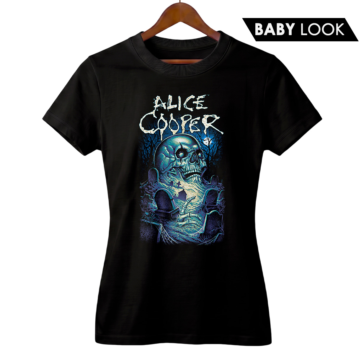 Baby Look Feminina Alice Cooper | Teatro dos Mortos | Rock