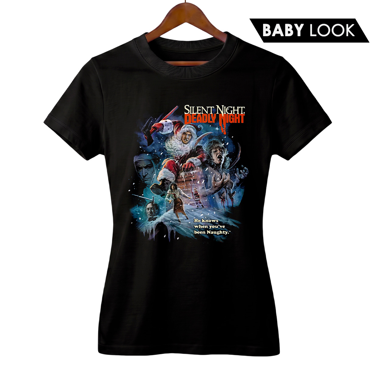 Baby Look Feminina Natal Sangrento | A Visita de Billy | Filme de Terror