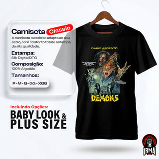 Nome do produto Camiseta Feminina Demons – Filhos das Trevas Eternas Estampa Filme Terror