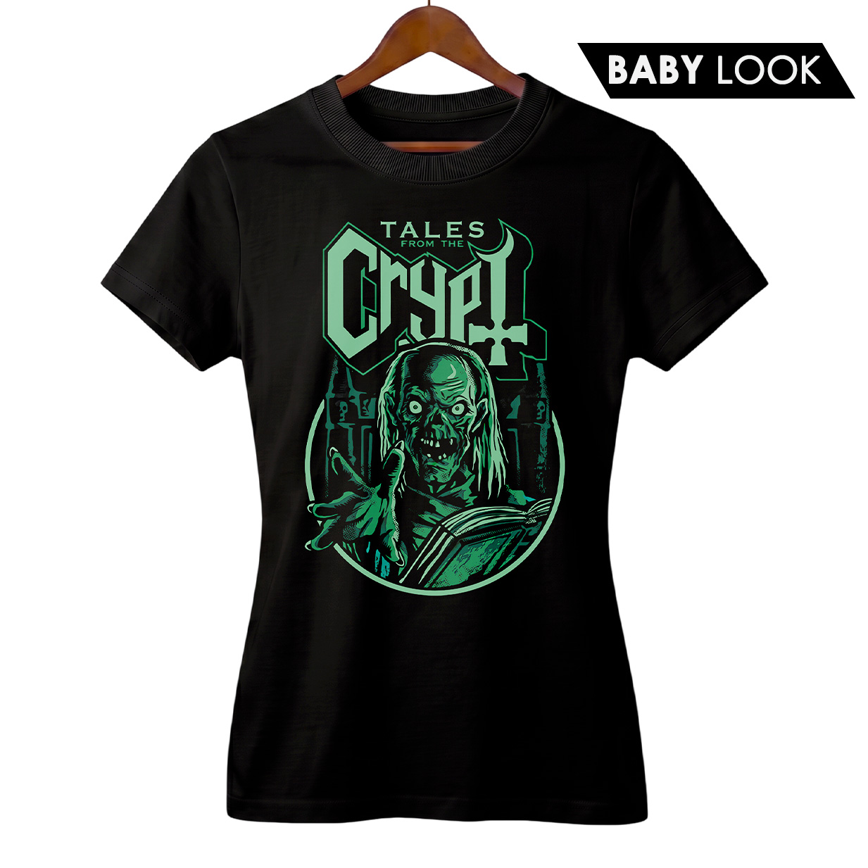 Baby Look Feminina Contos da Cripta + Banda Ghost | Rock Horror