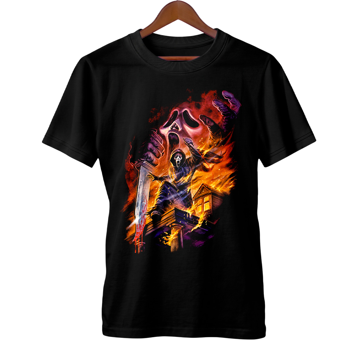 Camiseta Pânico | Ghostface em Chamas | Filme de Terror