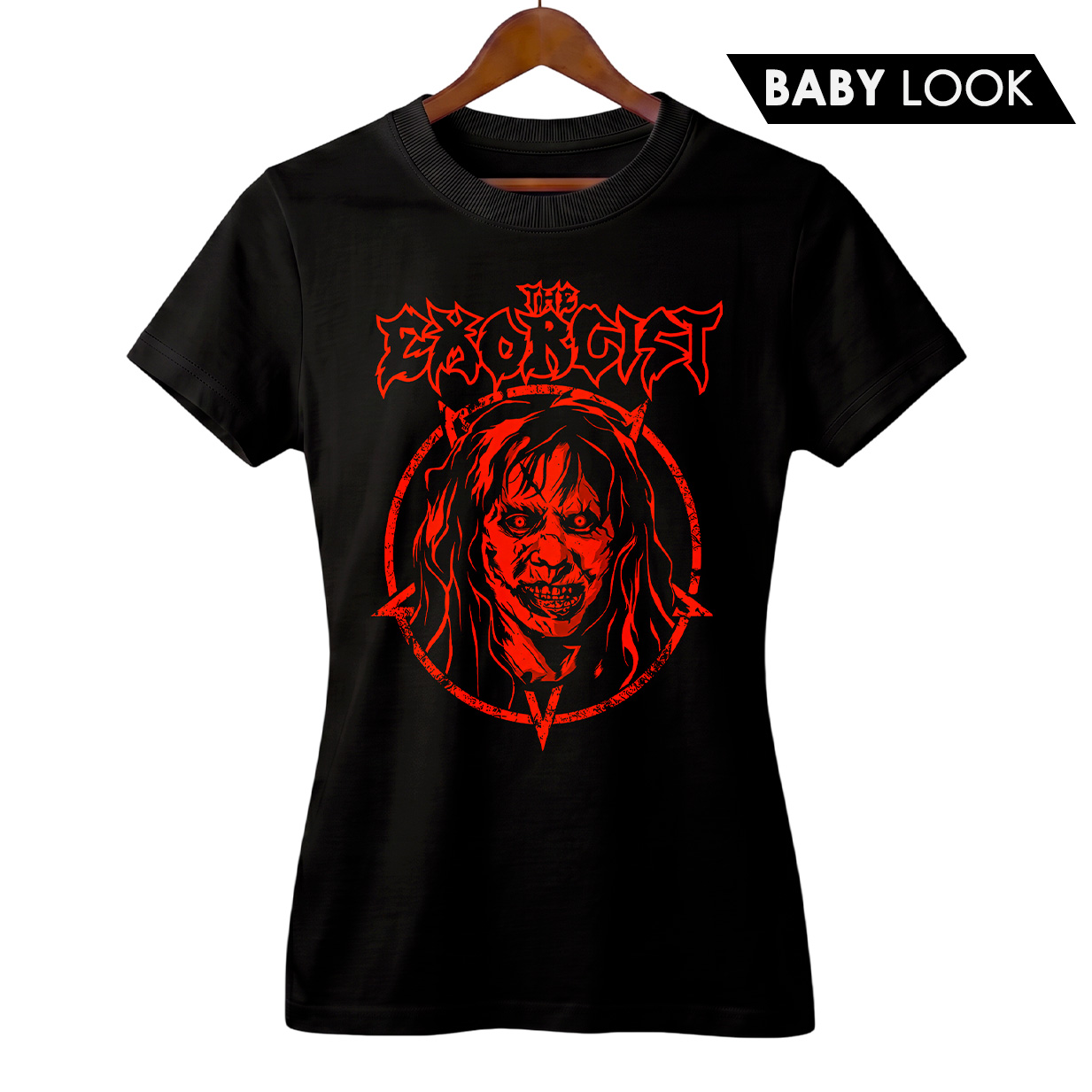 Baby Look Feminina O Exorcista + Banda Exodus | Rock Horror