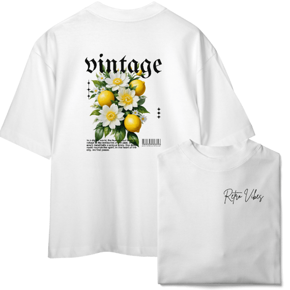 Camiseta Oversized - Vintage vibes lemon 