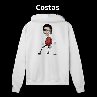 Nome do produto Moletom Branco com Ziper e Capuz Michael Jackson Caricatura Rara Feita por Kurt Cobain(Nirvana)