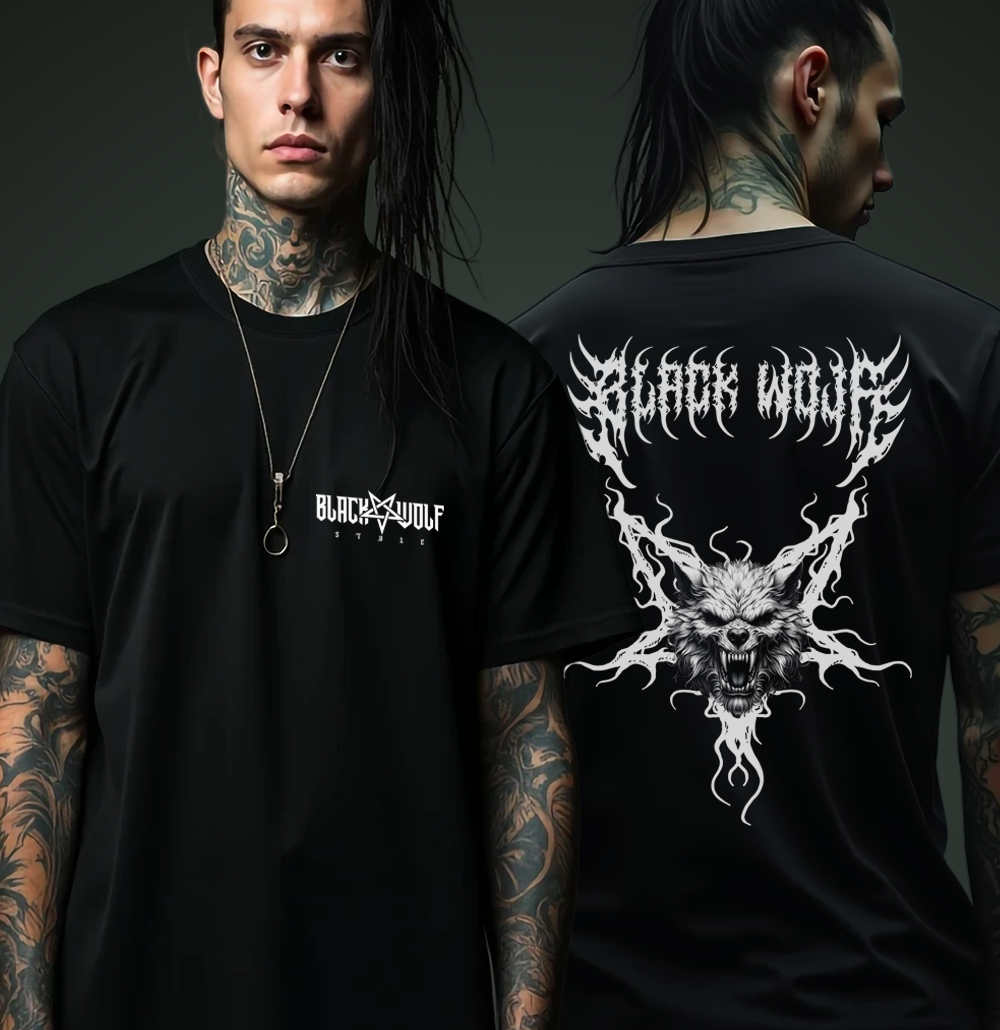 Nome do produto: Camiseta Oversized - Black Wolf Style Pentagrama