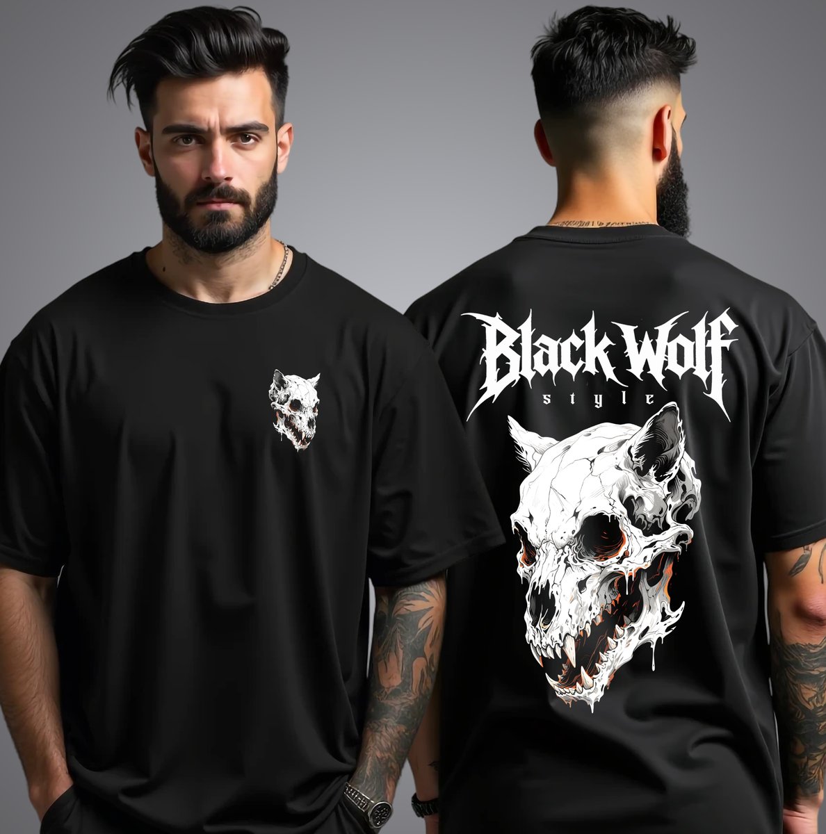 Nome do produto: Camiseta Oversized - Black Wolf Skull 