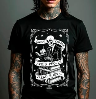 Nome do produto Camiseta - Drink Coffee - Avoid People - Read Books