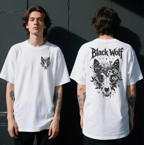 Camiseta Oversized - Dark Garden (Black Wolf Style)