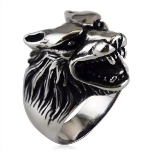 Nome do produto: Anel Lobo Celta Animal de Poder Viking - Aço Inoxidável