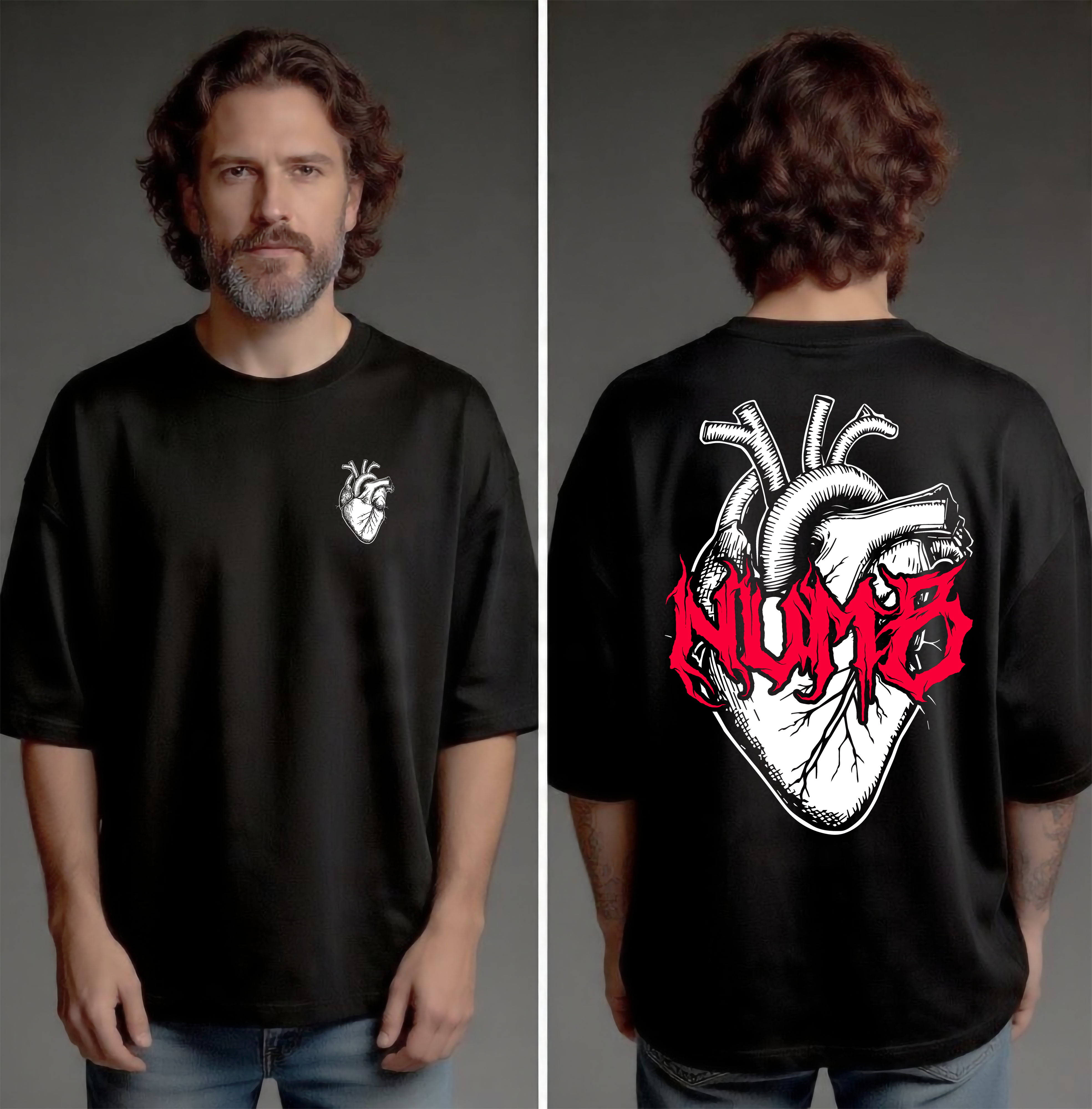 Camiseta Oversized - Numb (frente e costas)