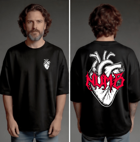 Camiseta Oversized - Numb (frente e costas)