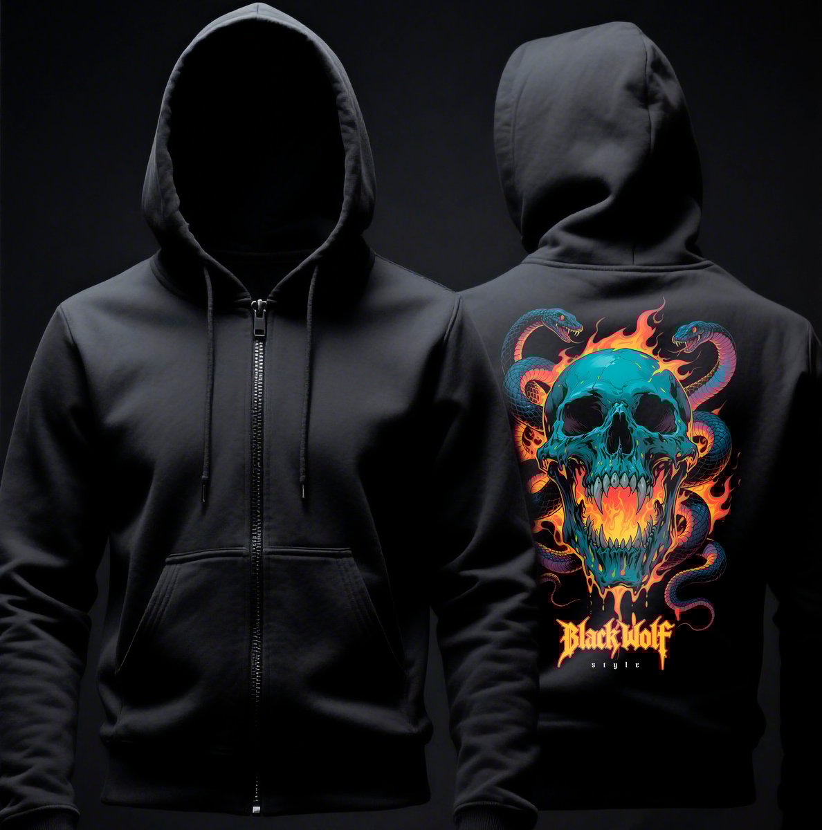 Nome do produto: Moletom com zíper - Skull & Snakes (Old School)