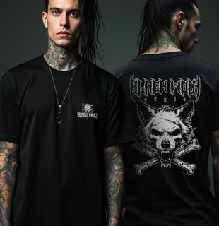 Camiseta Oversized - Black Wolf Style (Skull & Bones)