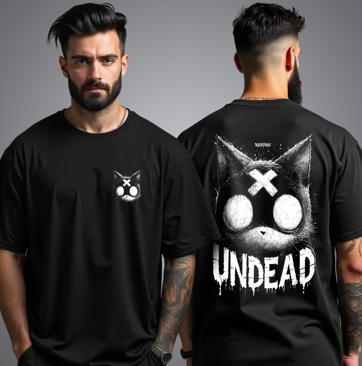 Nome do produto: Camiseta frente e costas - Cat Zombie