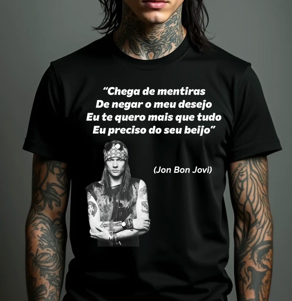 Camiseta Quality - Meme Metal (Axl/Bon Jovi)