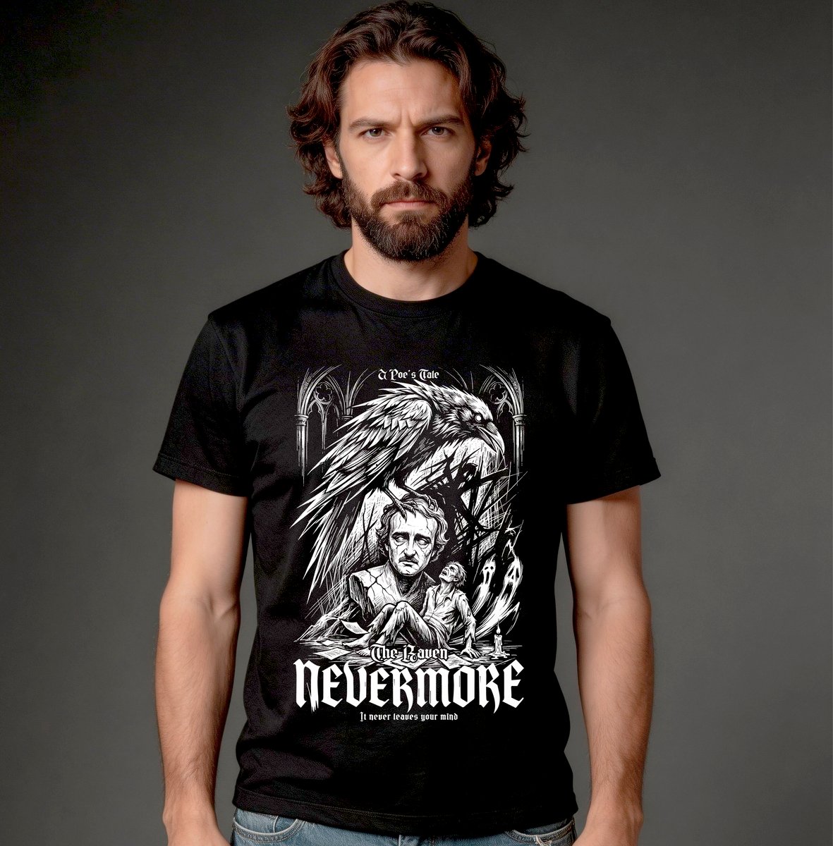 Nome do produto: Camiseta Quality - The Raven - Nevermore (Poe)