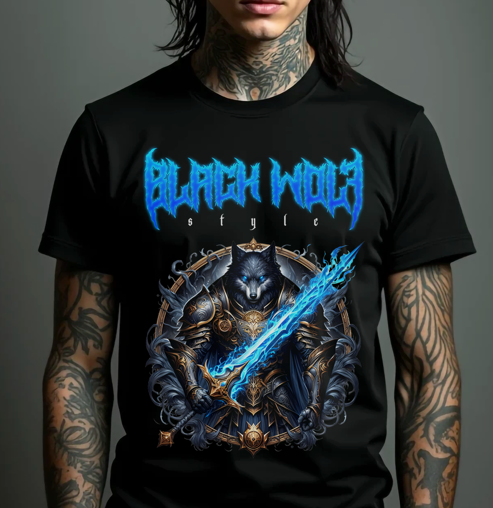 Camiseta - Black Wolf Cosmic Warrior 