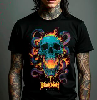 Nome do produto Camiseta -  Skull & Snakes (Old School)