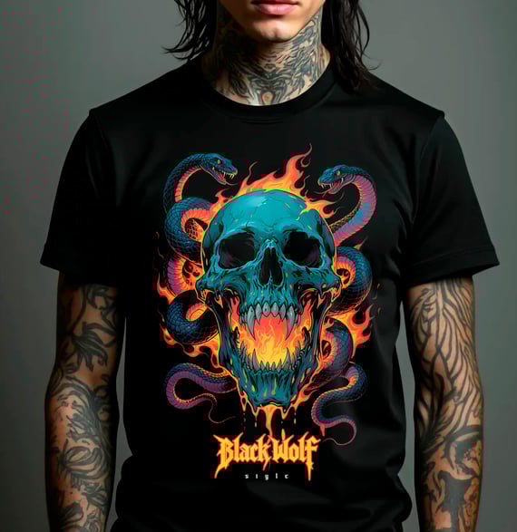 Camiseta -  Skull & Snakes (Old School)