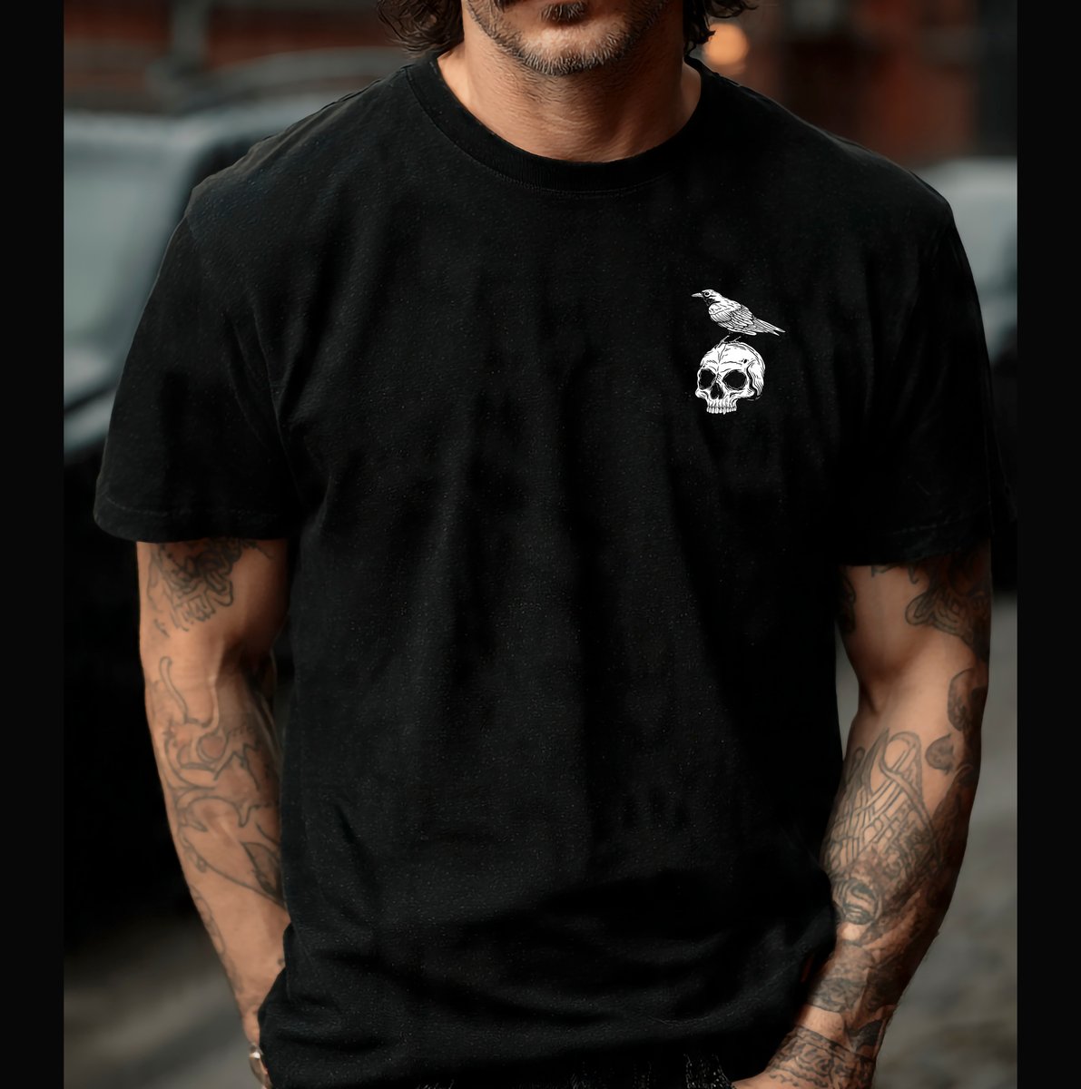 Nome do produto: Camiseta Pima - O Corvo (bolso)