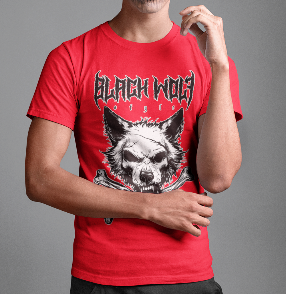 Camiseta - Black Wolf and Bones