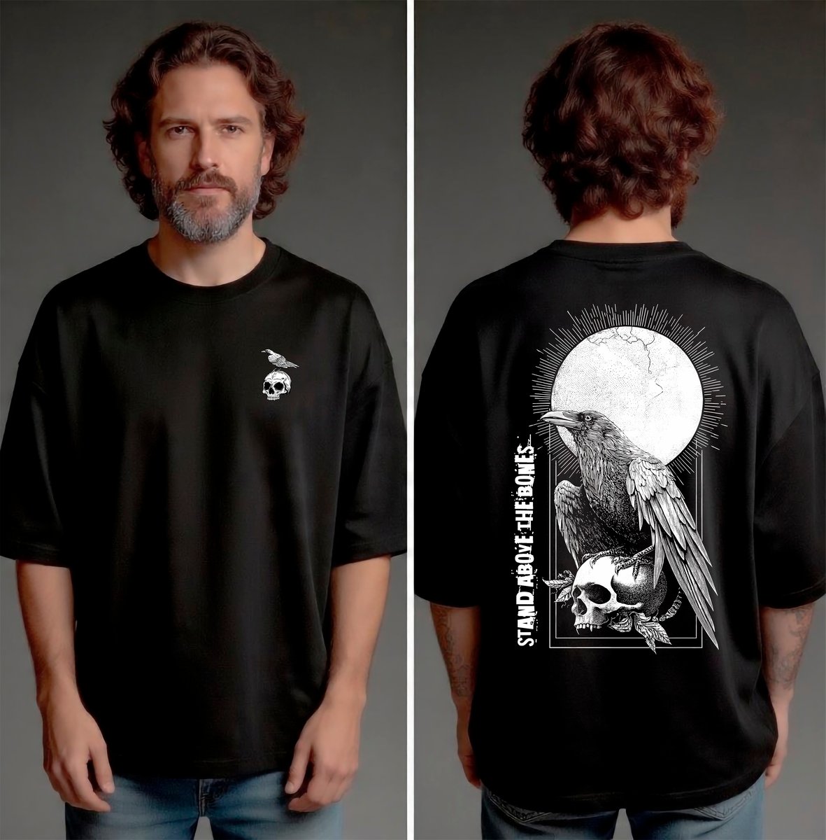 Nome do produto: Camiseta Oversized (frente e costas) - Stand Above the Bones