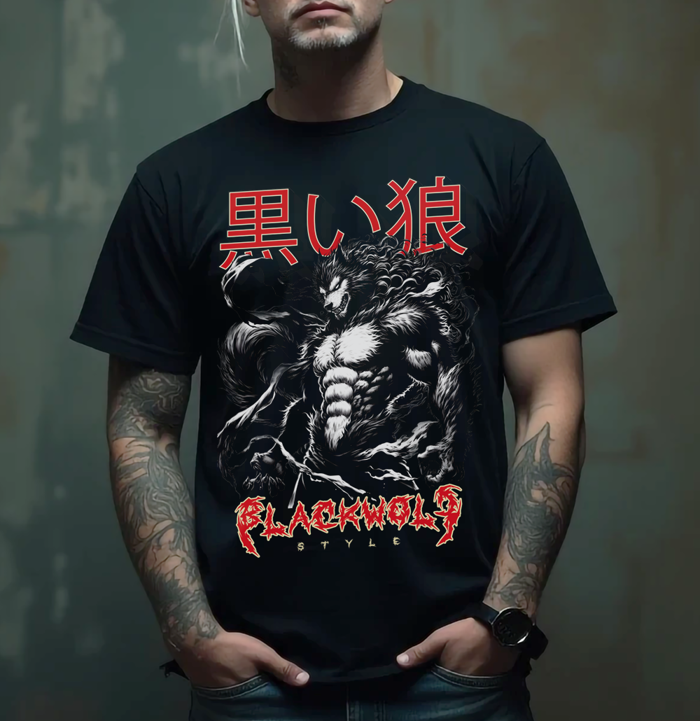 Nome do produto: Camiseta - Black Wolf Style Anime