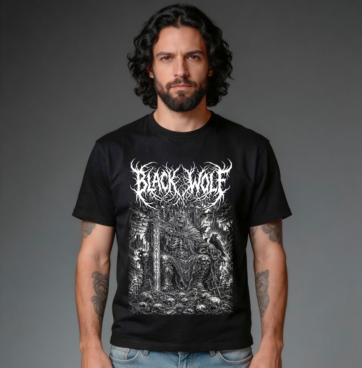 Nome do produto: Camiseta Quality - Black Wolf Style - Dead King
