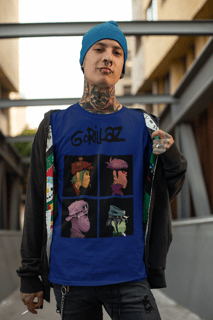 Nome do produto camiseta banda (Gorillaz, cores)