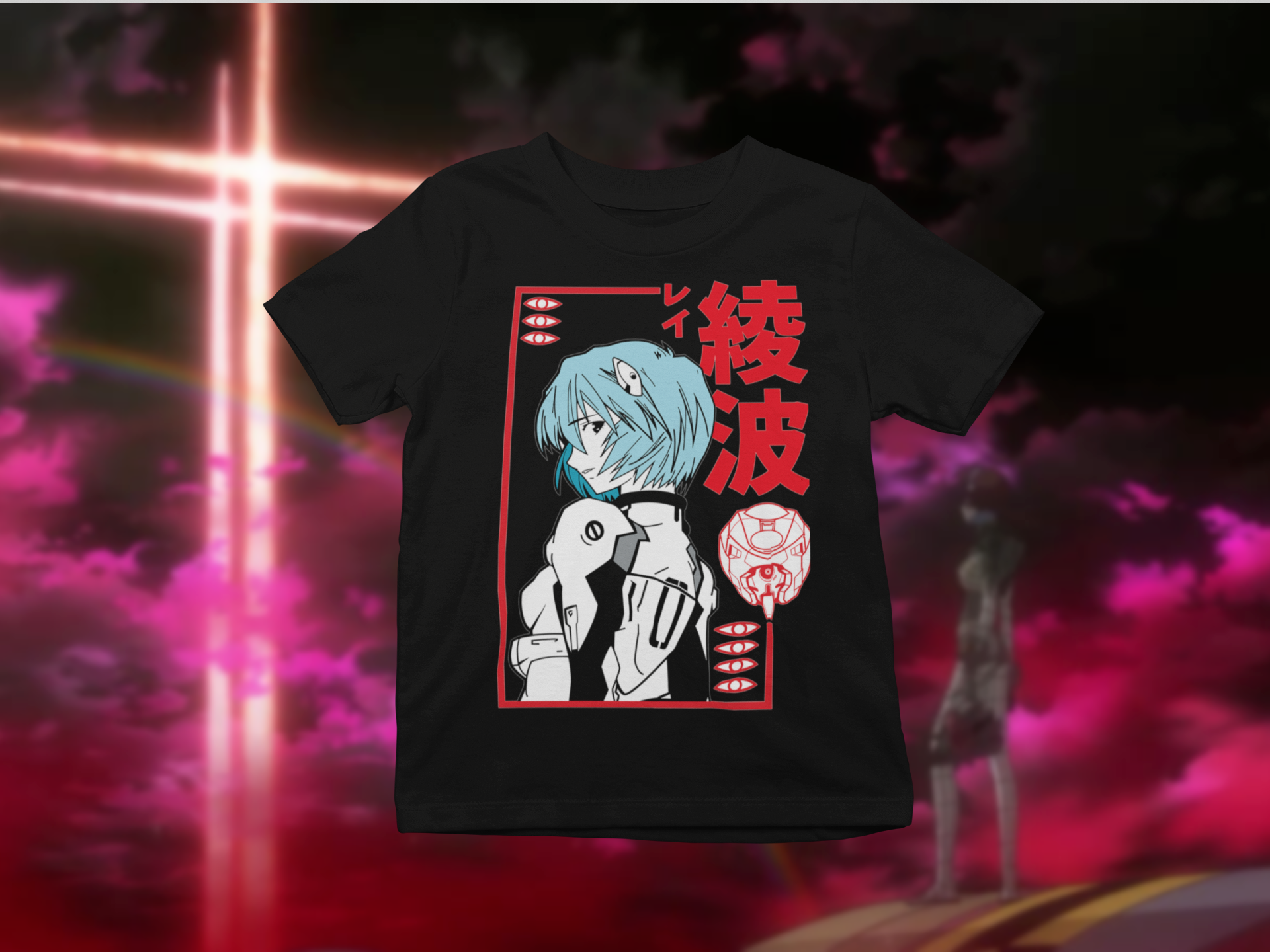 Camiseta Evangelion (Rei Ayanami) - Preta