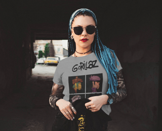 Nome do produto camiseta banda (Gorillaz, cores)