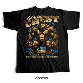 Nome do produto Camiseta Preta - Chest Club (Frente/Costas)