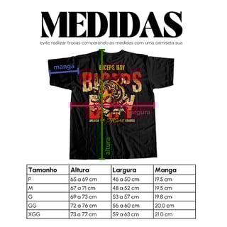 Nome do produto Camiseta Preta - Biceps Day (Frente/Costas)