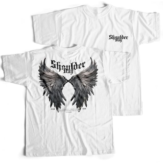 Camiseta Branca - Shoulder Day (Frente/Costas)