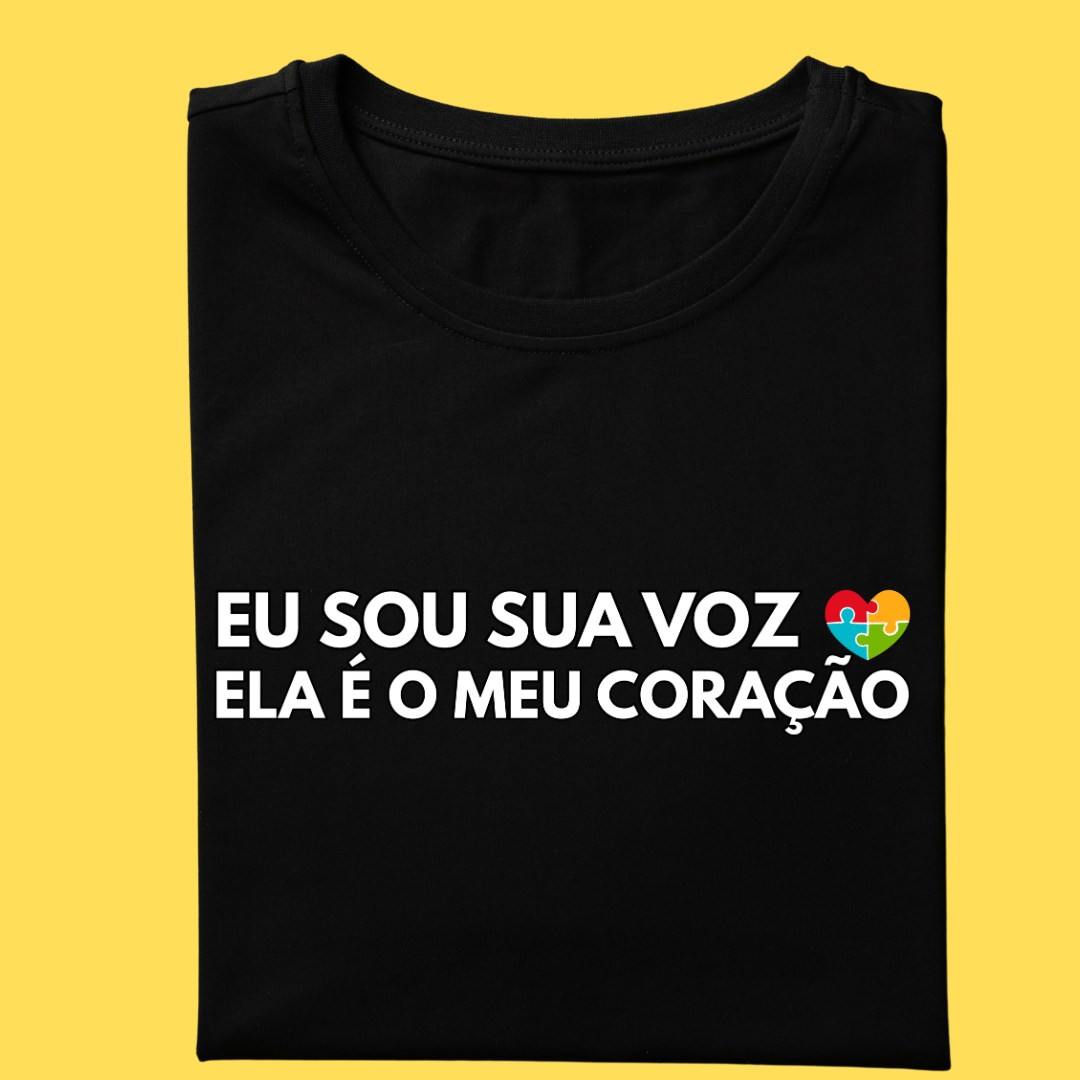Nome do produto: Camiseta Eu sou sua voz ela é meu coração(autista)