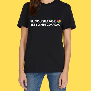 Nome do produto Camiseta eu sou sua voz , ele é meu coração