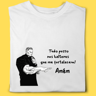 Nome do produto Camiseta Academia tudo posso nos Halteres que me fortalecem