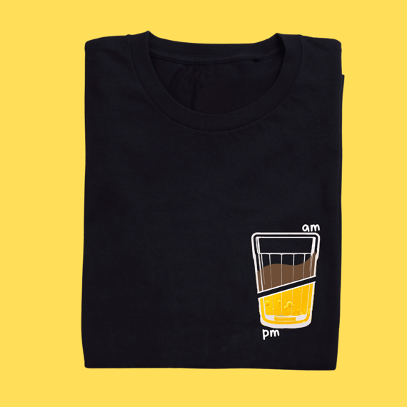 Camiseta meio café meio cerveja