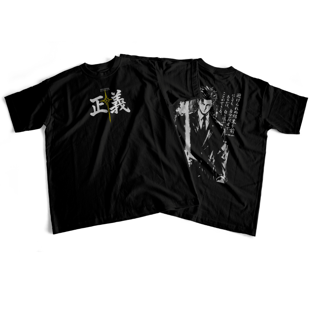 Camiseta frente e verso Higuruma Judment (preto)