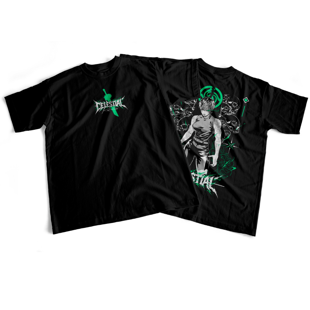 Camiseta frente e verso Celestial Restriction - dark colors
