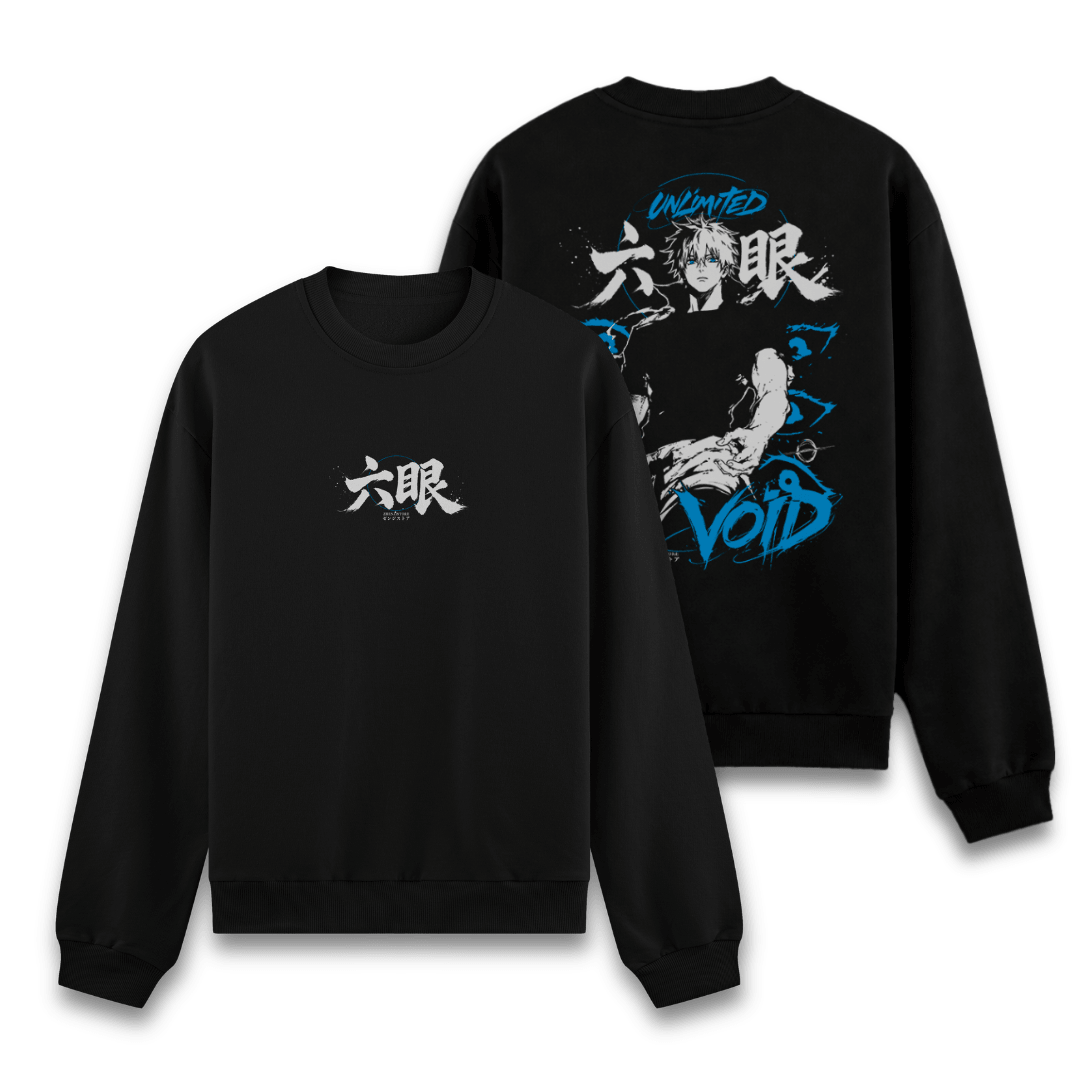 Moletom frente e verso Satoru Gojo unlimited void (preto)