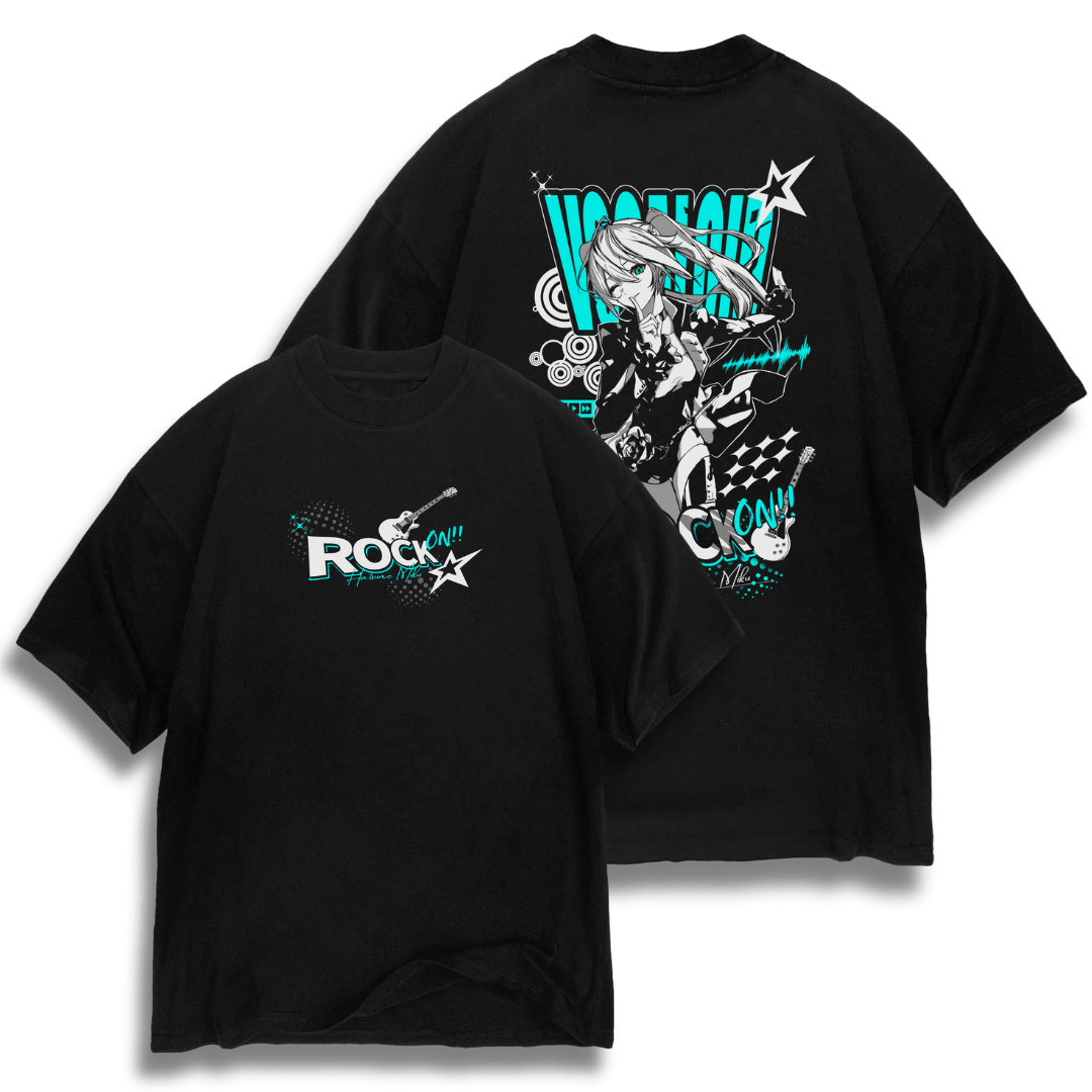 Oversize frente e verso Miku Rock On - dark colors