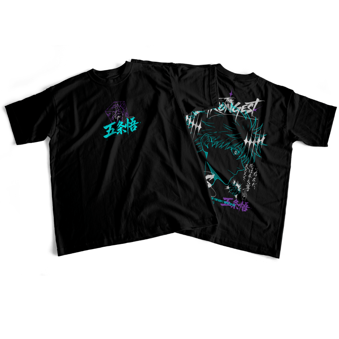 Camiseta frente e verso The Strongest Gojo - dark colors