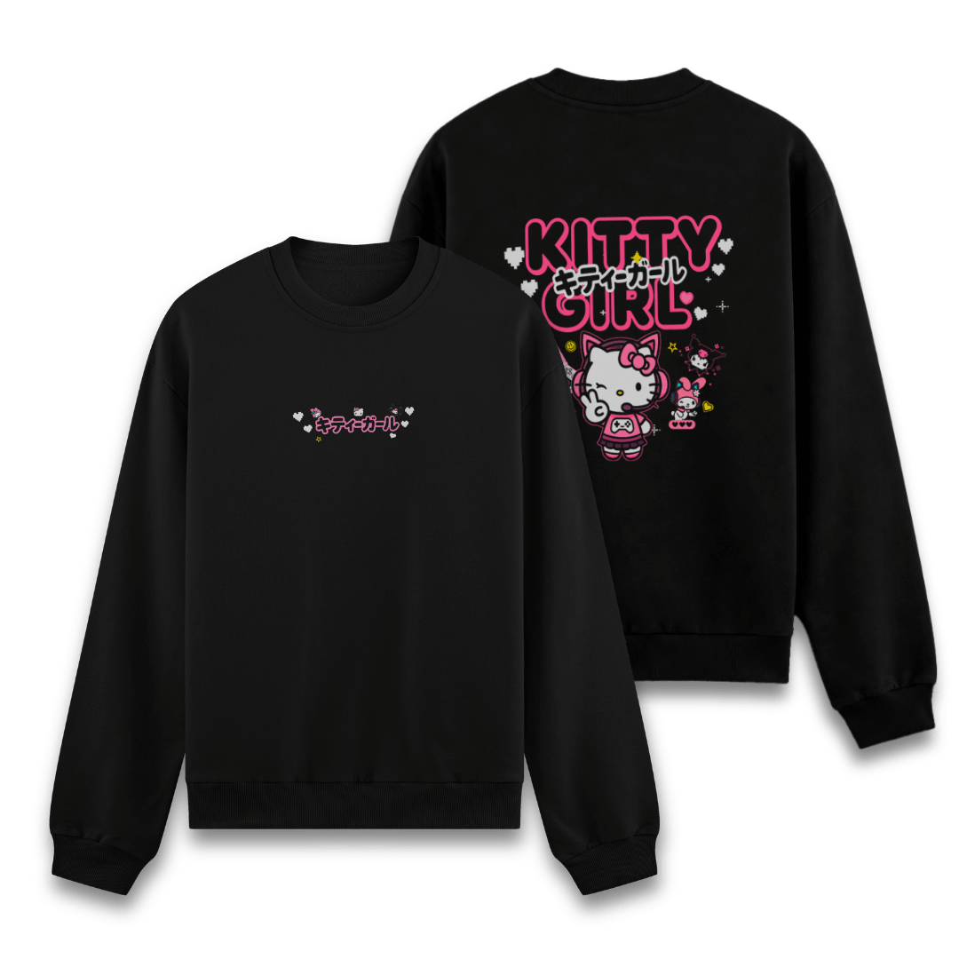 Moletom frente e verso Kitty Girl - cor escura
