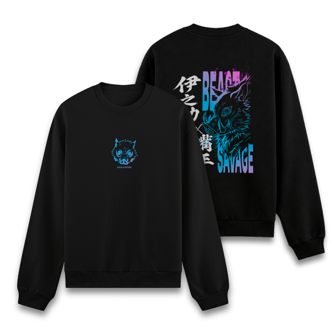 Moletom frente e verso Inosuke Savage - core escura