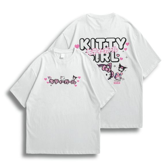 Oversize frente e verso Kitty Girl