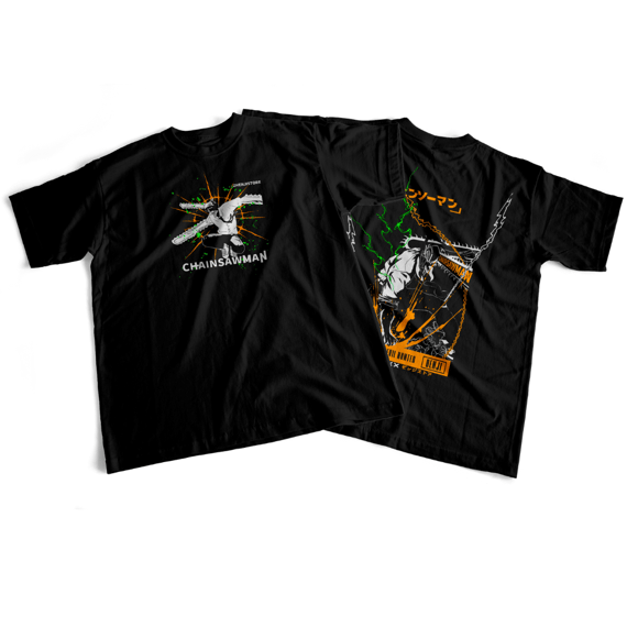 Camiseta Chainsawman frente e verso - Denji dark colors