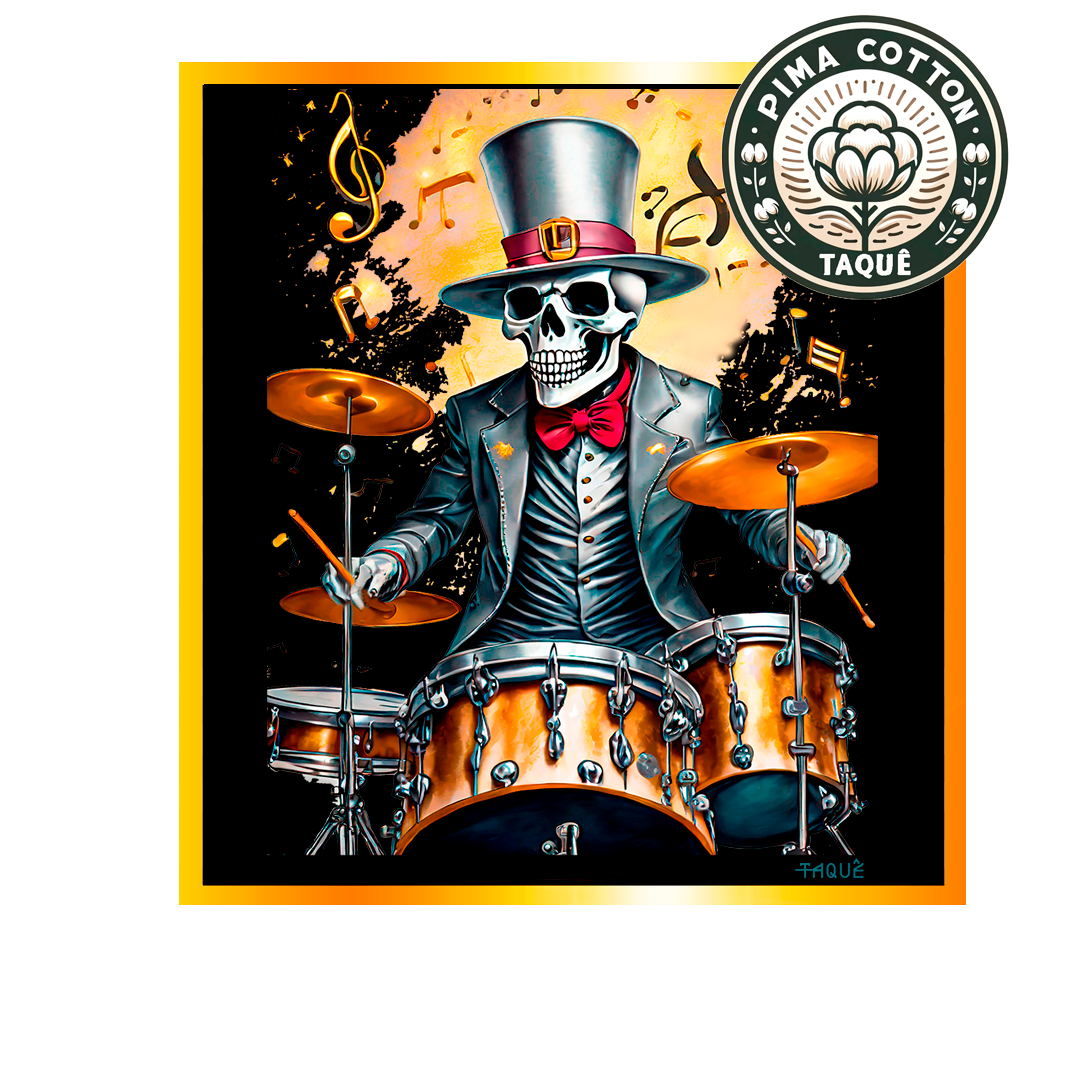 Nome do produto: Camiseta Skull Drummer Pima