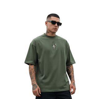 Camiseta Oversized Angel - Verde Musgo